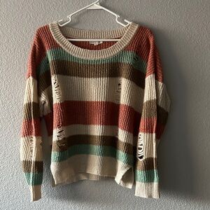 Mine Women's Striped Sweater in Red, Green, and Cream